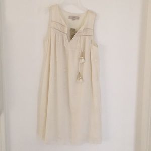 Loft shift dress with tassel tie embroidery